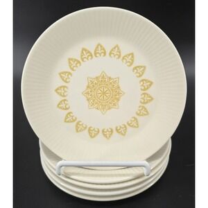 Set of 5 Sheffield USA SERENADE Bread Plates‎ Ivory Tan Mandala Vintage 5" MCM